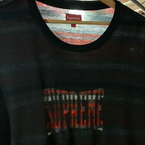 Supreme striped T XL red, Black and grey hood quility material. Only worn once.